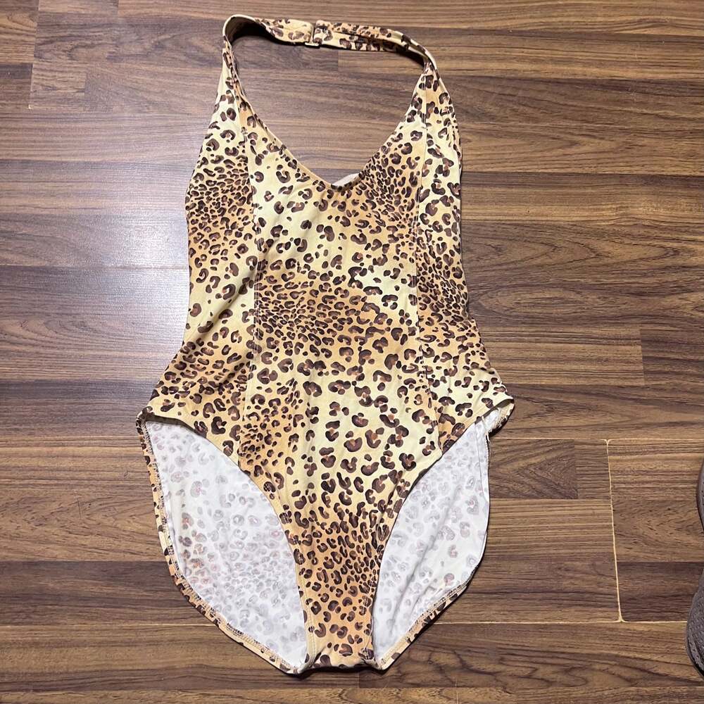 Oscar De La Renta Vintage Cheetah Print One Piece Swimsuit No Size S M